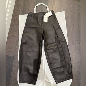 Co. collections dark chocolate brown cropped leather balloon pant